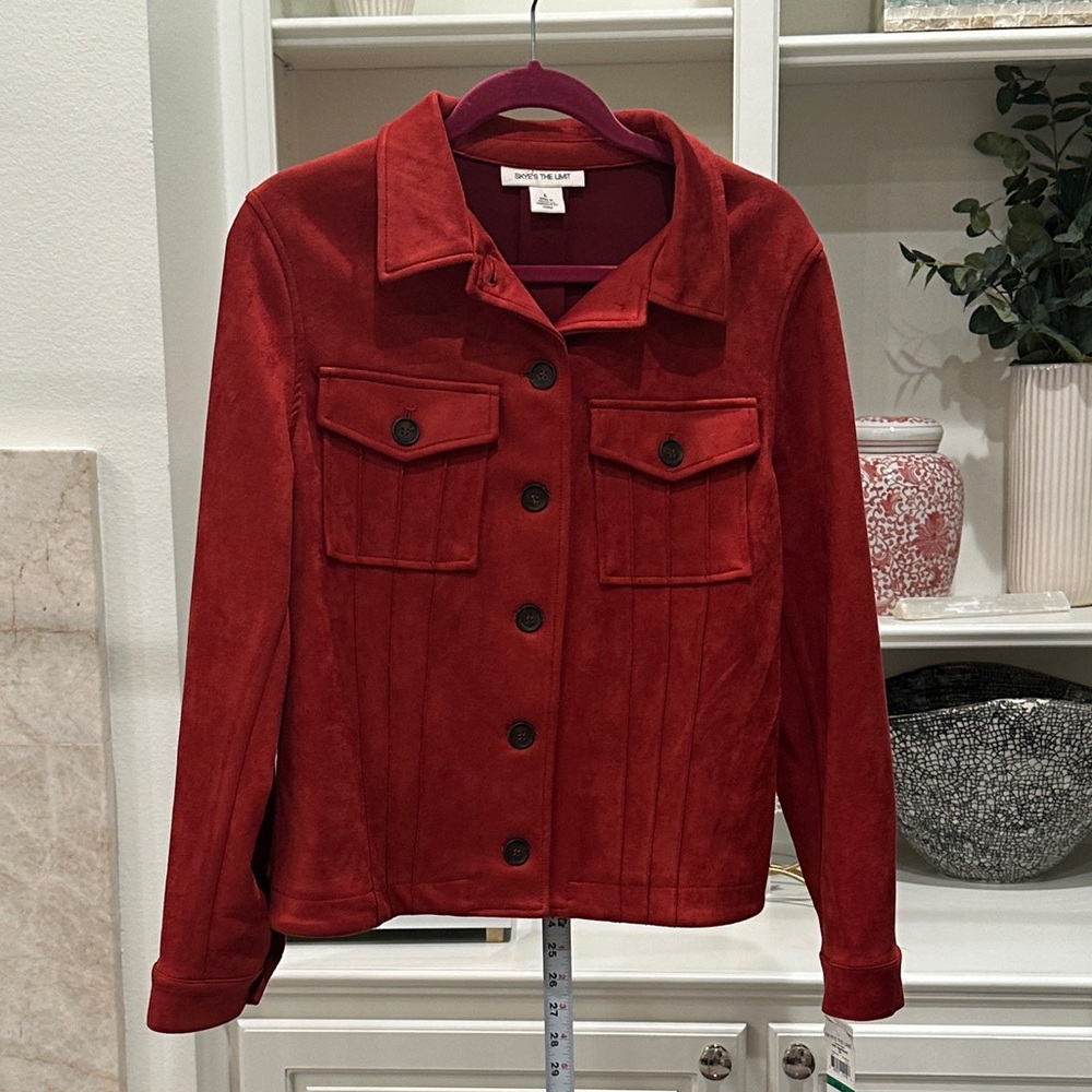 Deep Red Faux Suede Jacket